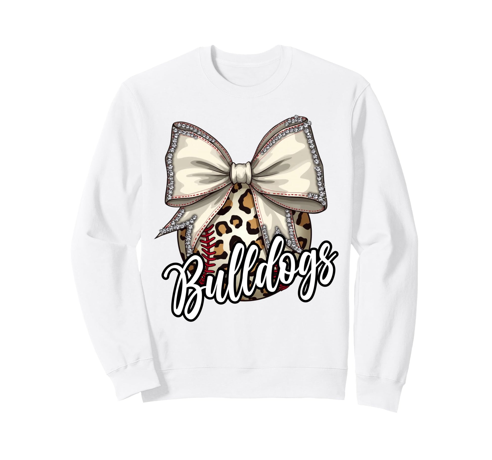Bulldogs Baseball Mom Leopard Sweatshirt - Casual Everyday Wear Men Women - T-Shirt, Sweatshirt, Hoodie