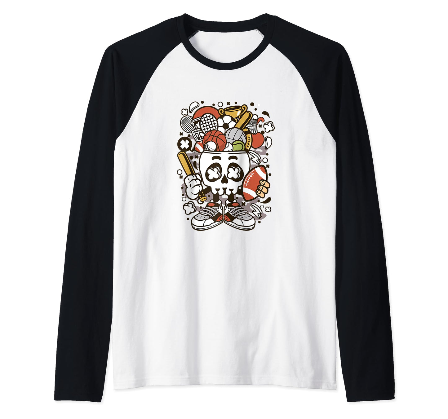 Sports Skull Head Skeleton Football T-Shirt - Trendy Graphic Men Women - T-Shirt, Sweatshirt, Hoodie
