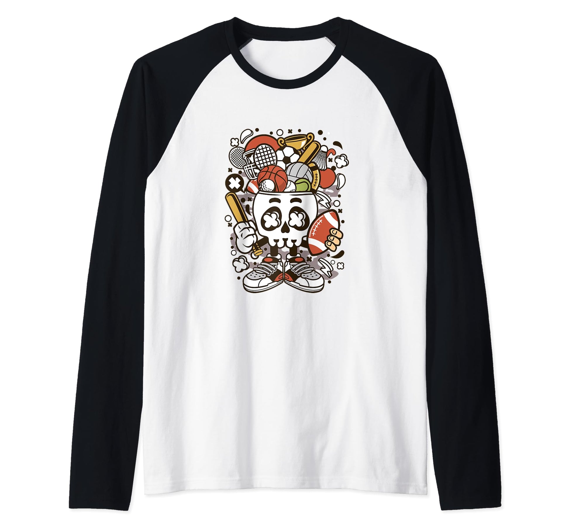 Sports Skull Head Skeleton Football T-Shirt - Trendy Graphic Men Women - T-Shirt, Sweatshirt, Hoodie