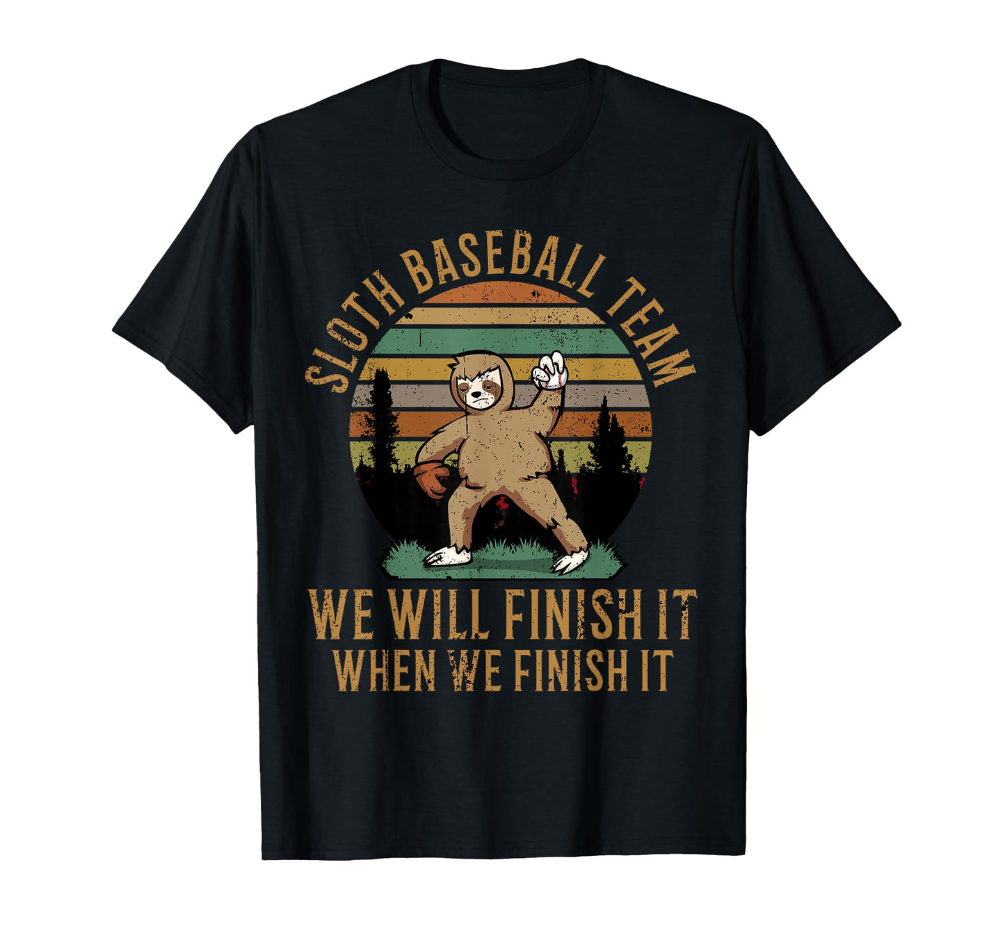 Distressed Sloth Baseball Team Funny T-Shirt - Graphic Print Men Women - T-Shirt, Sweatshirt, Hoodie