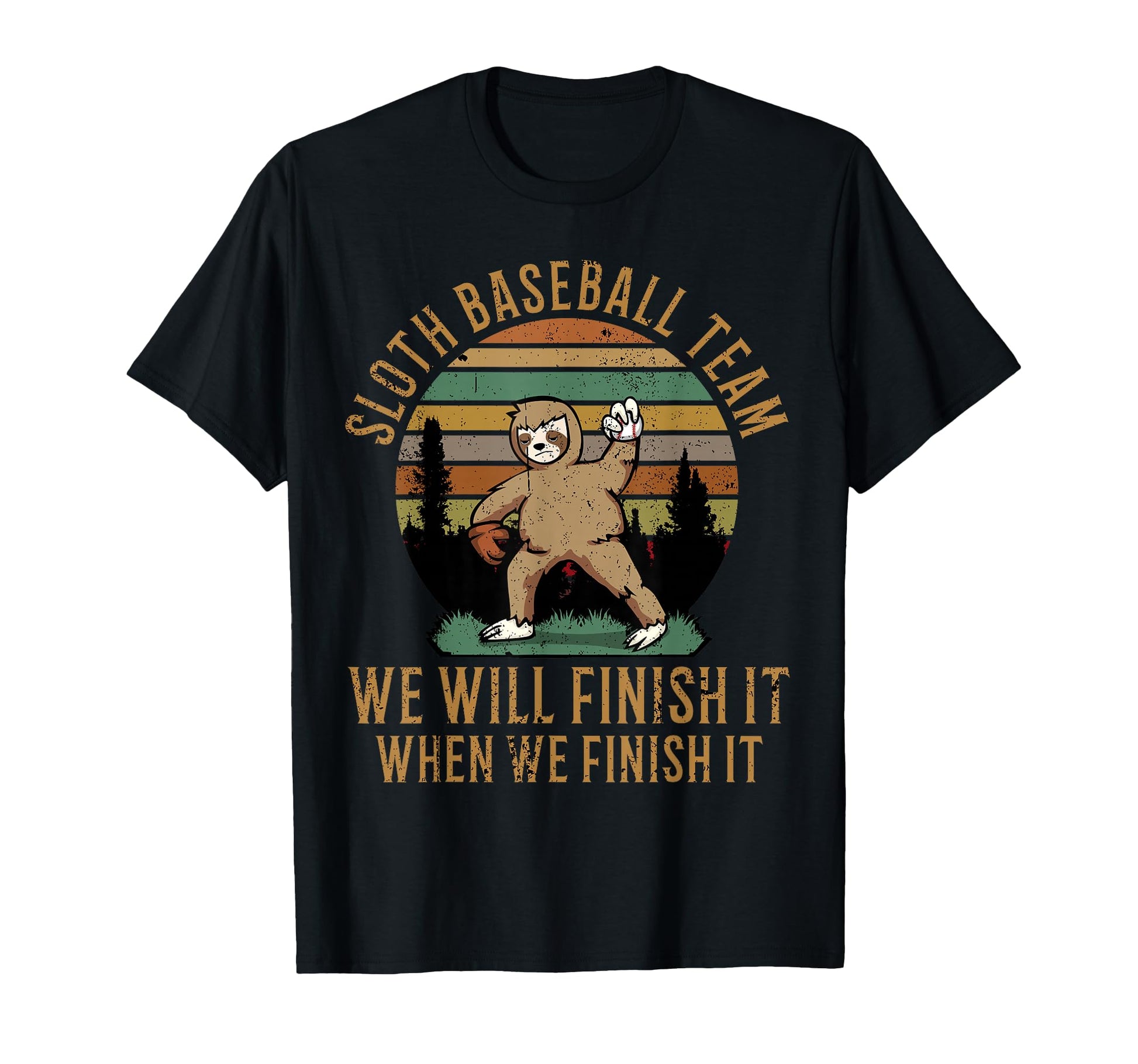 Distressed Sloth Baseball Team Funny T-Shirt - Graphic Print Men Women - T-Shirt, Sweatshirt, Hoodie