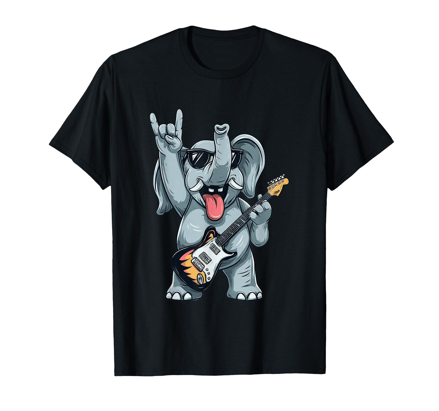 Funny Rock Elephant Guitar Player T-Shirt - Fun Novelty Design Unisex - T-Shirt, Sweatshirt, Hoodie