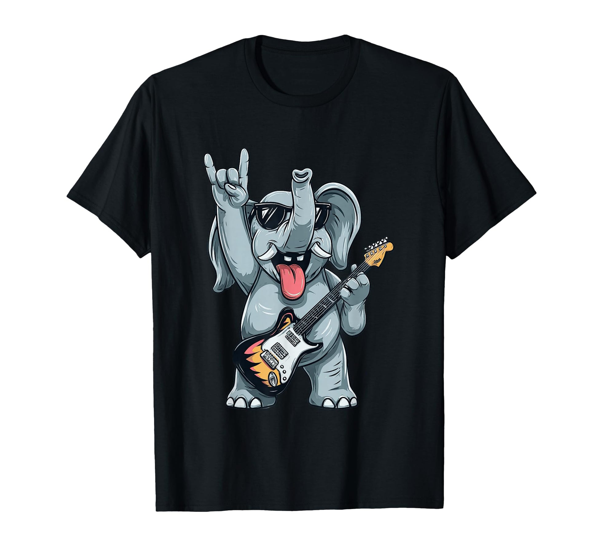 Funny Rock Elephant Guitar Player T-Shirt - Fun Novelty Design Unisex - T-Shirt, Sweatshirt, Hoodie