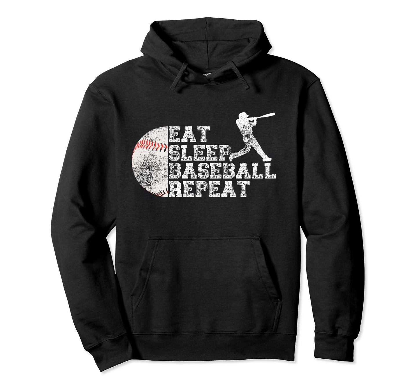 Eat Sleep Baseball Repeat Baseball Player Hoodie - Graphic Print Men Women - T-Shirt, Sweatshirt, Hoodie
