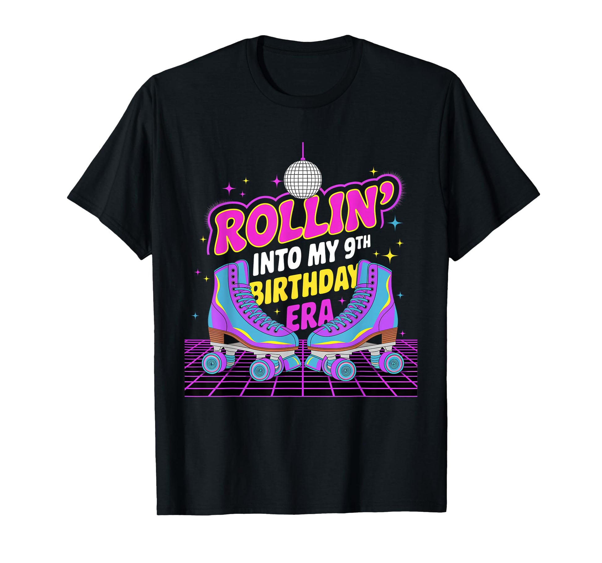 Rollin Into My 9Th Birthday Era Disco T-Shirt - Novelty Apparel Unisex - T-Shirt, Sweatshirt, Hoodie