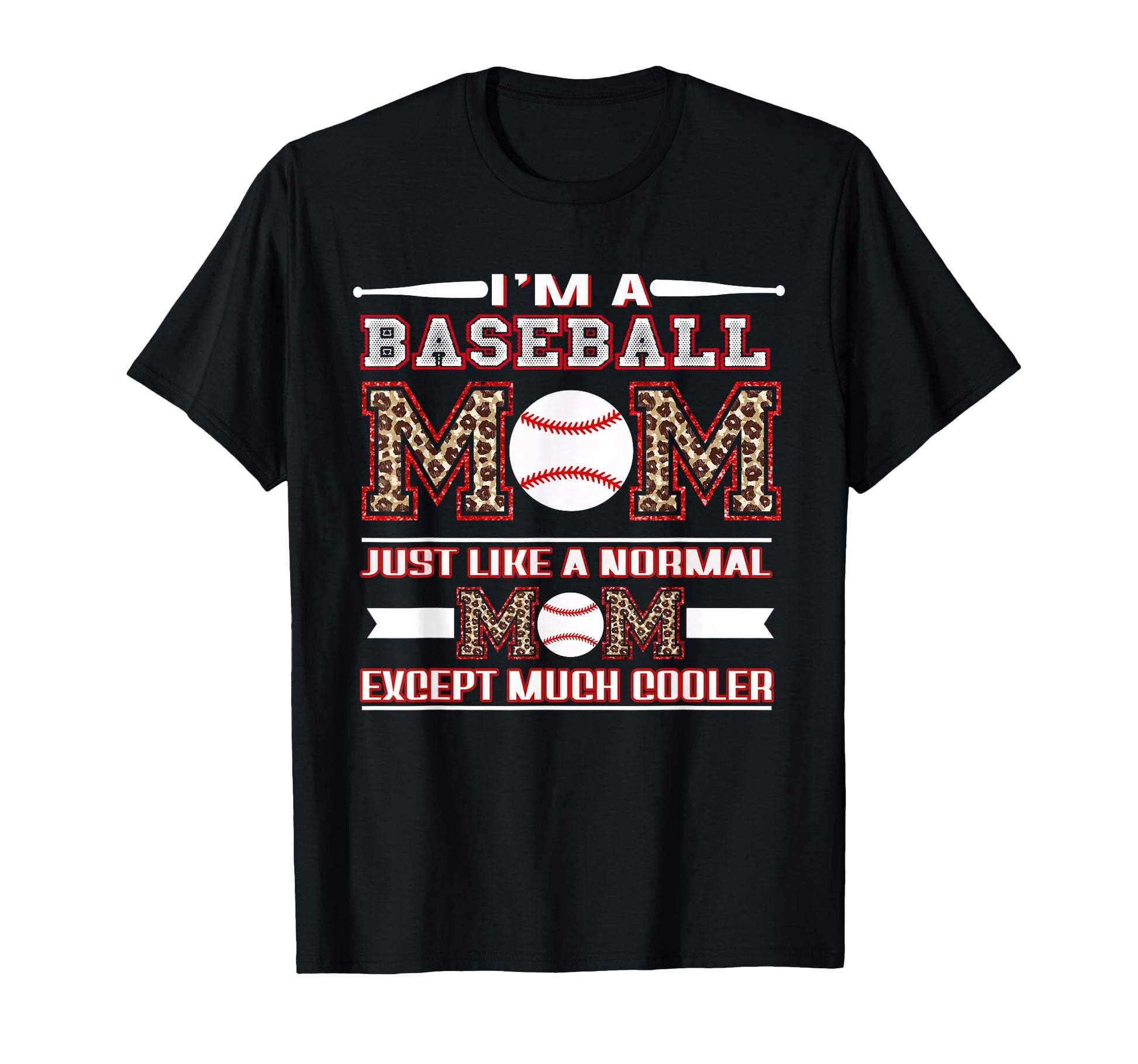 Baseball Mom Funny Mom Leopard Mothers T-Shirt - Unique Graphic Men Women - T-Shirt, Sweatshirt, Hoodie