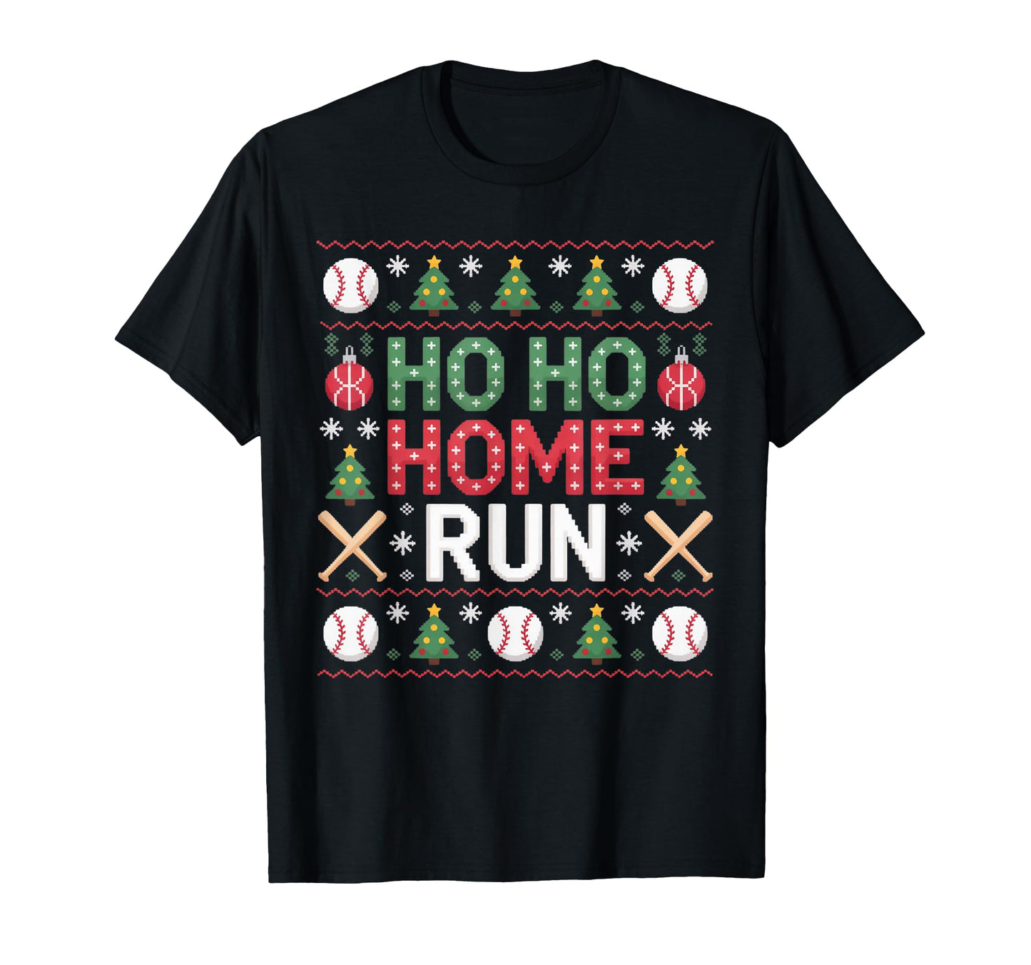 Santa Home Run Baseball Holiday Fun T-Shirt - Minimalist Print Men Women - T-Shirt, Sweatshirt, Hoodie