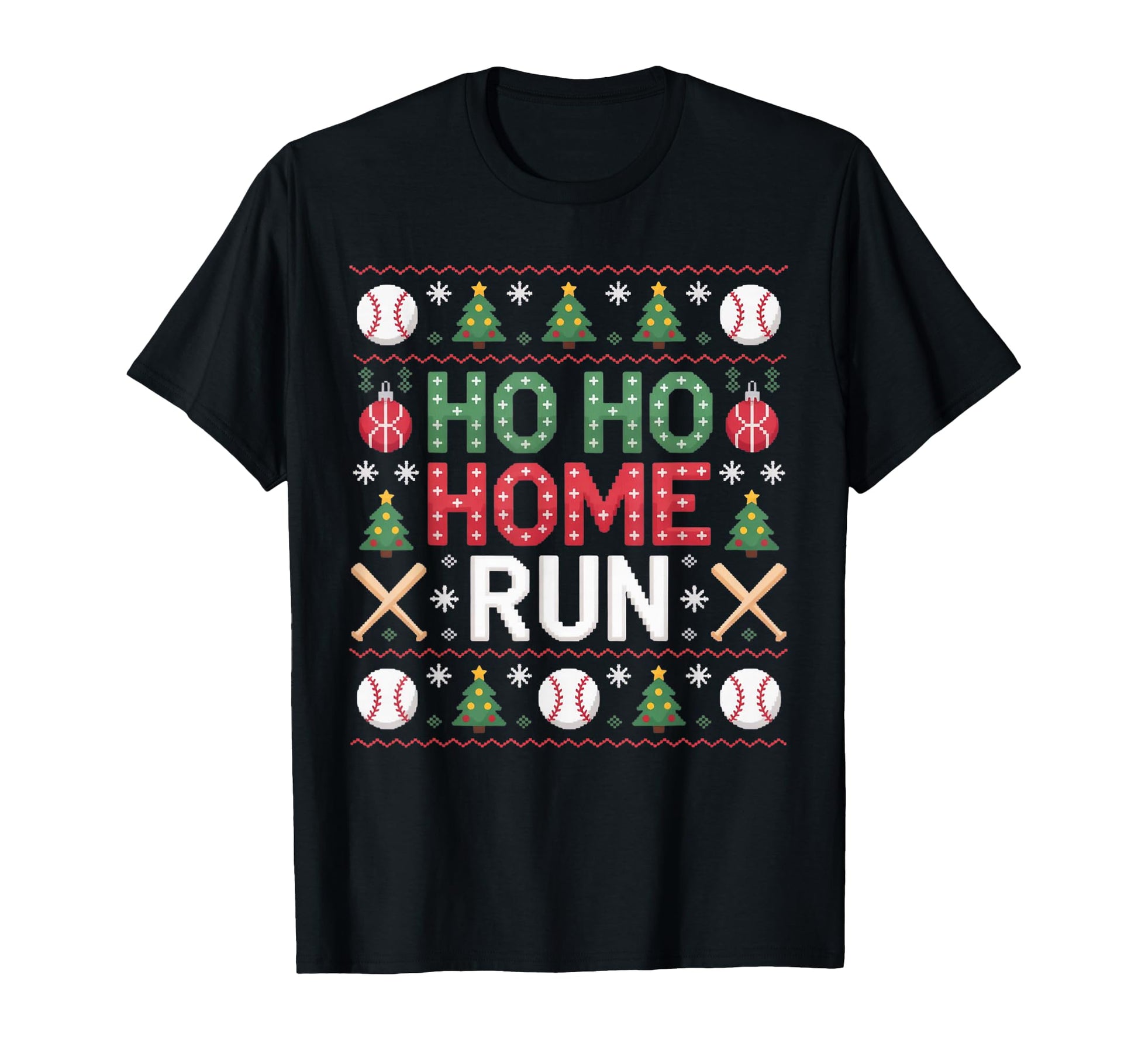 Santa Home Run Baseball Holiday Fun T-Shirt - Minimalist Print Men Women - T-Shirt, Sweatshirt, Hoodie