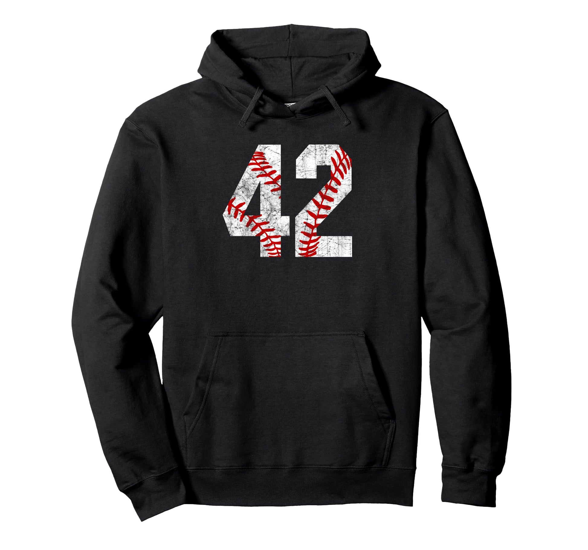 Distressed Baseball Number 42 Jersey Hoodie - Minimalist Print for Adults - T-Shirt, Sweatshirt, Hoodie