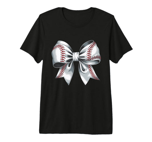 Baseball Bow Baseball Mom Mothers Day T-Shirt - Custom Art Print Unisex - T-Shirt, Sweatshirt, Hoodie