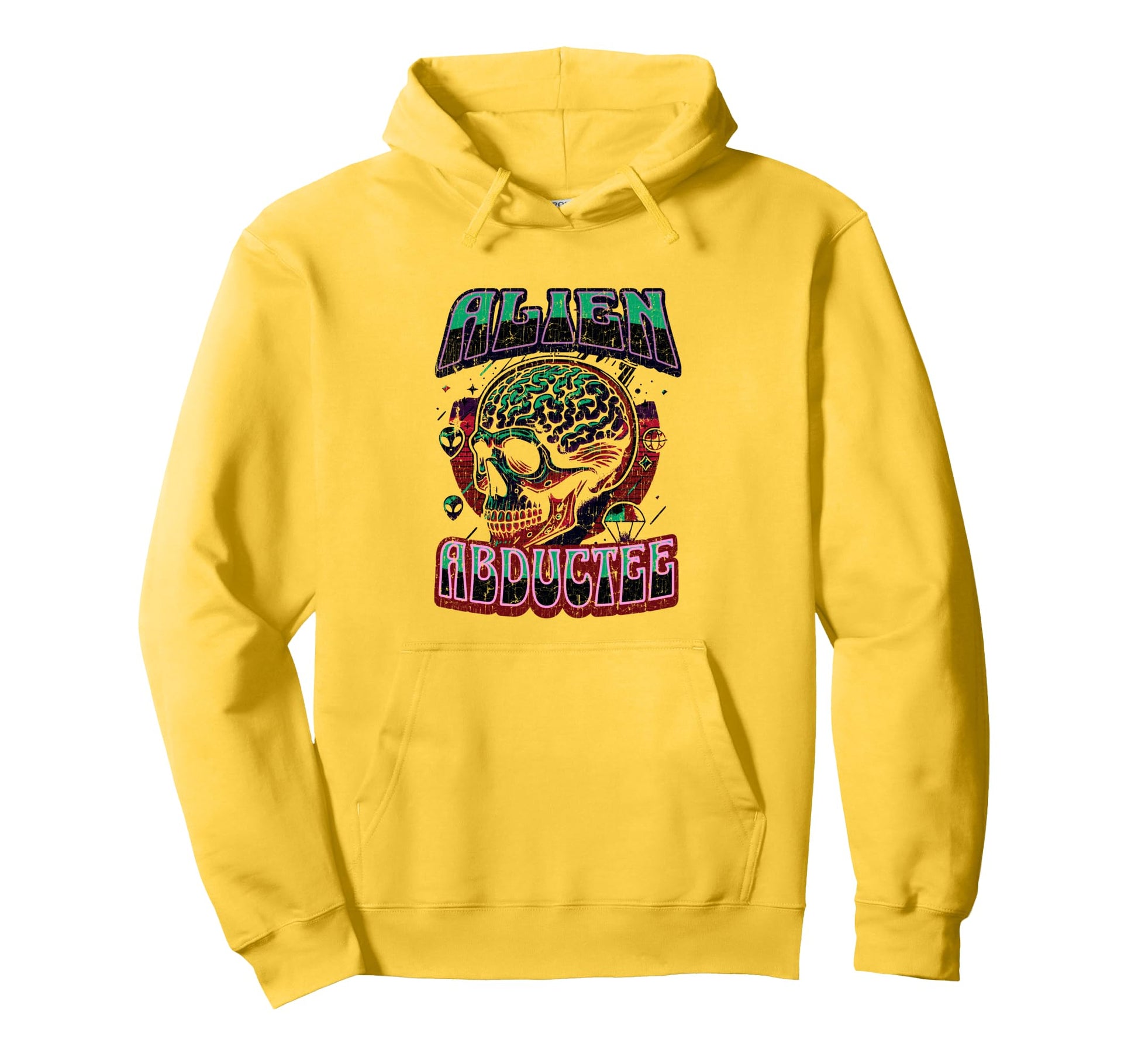 Alien Abductee Alien Head Colorful Rave Hoodie - Unique Graphic for Adults - T-Shirt, Sweatshirt, Hoodie