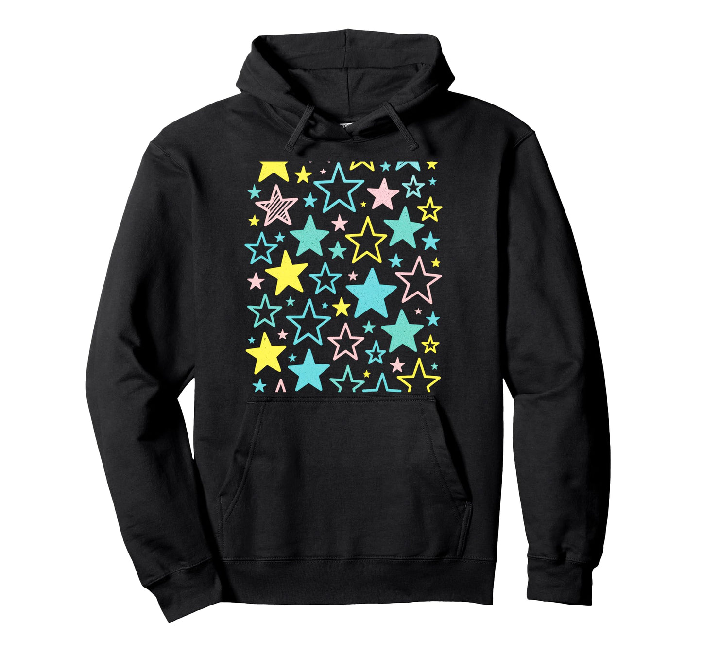 Colorful Stars Fun Pattern Art Hoodie - Streetwear Style for Adults - T-Shirt, Sweatshirt, Hoodie