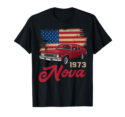 American Flag 1973 73 Nova Silhouette T-Shirt - Custom Art Print Men Women - T-Shirt, Sweatshirt, Hoodie
