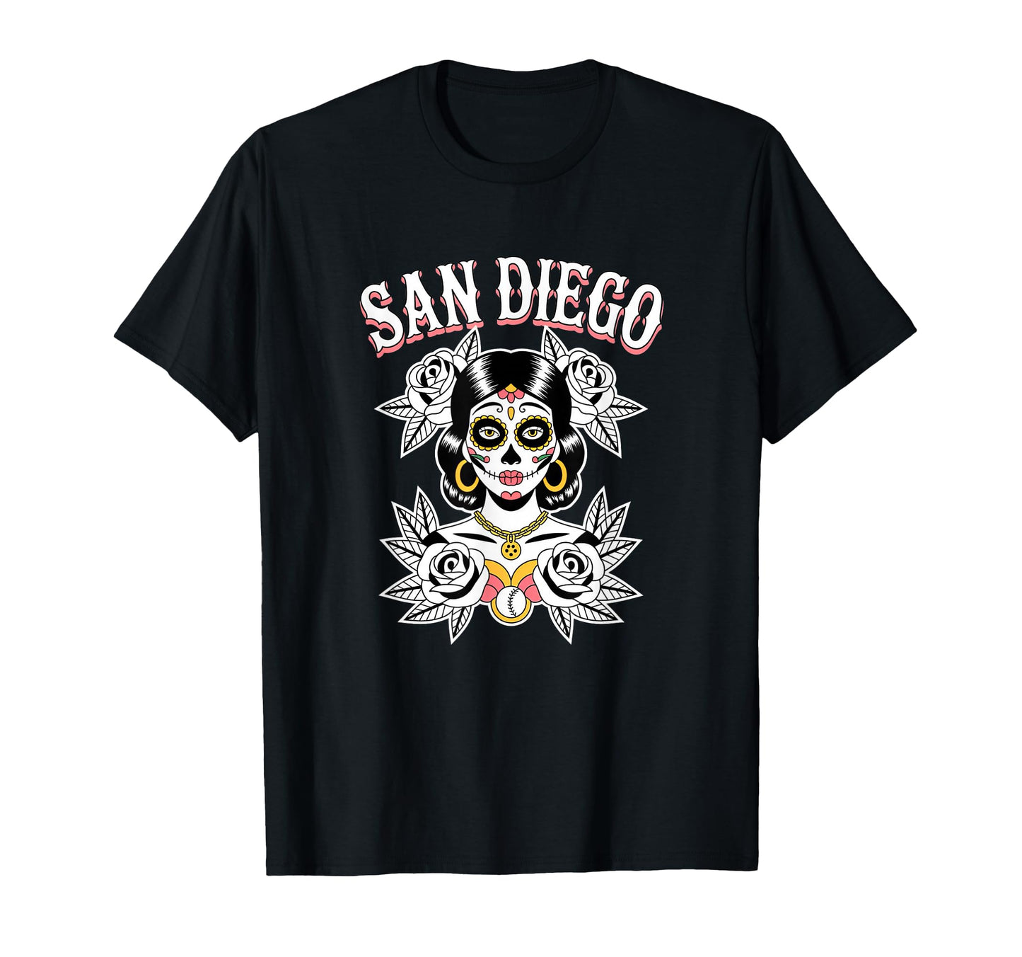 San Diego Sugar Skull Traditional T-Shirt - Aesthetic Graphic Men Women - T-Shirt, Sweatshirt, Hoodie
