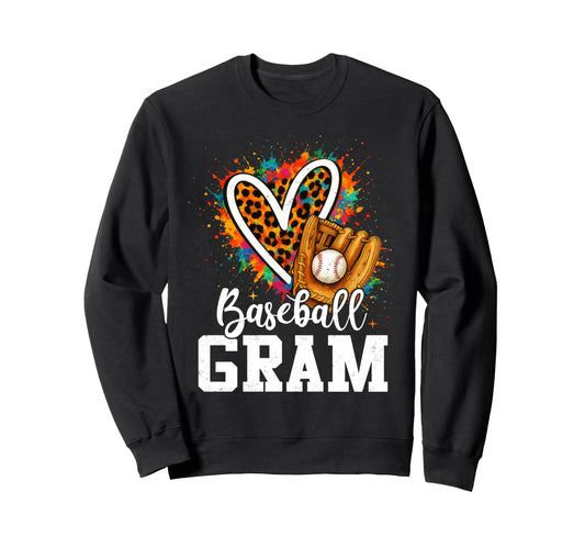 Baseball Gram Grandma Leopard Sweatshirt - Casual Everyday Wear Unisex - T-Shirt, Sweatshirt, Hoodie