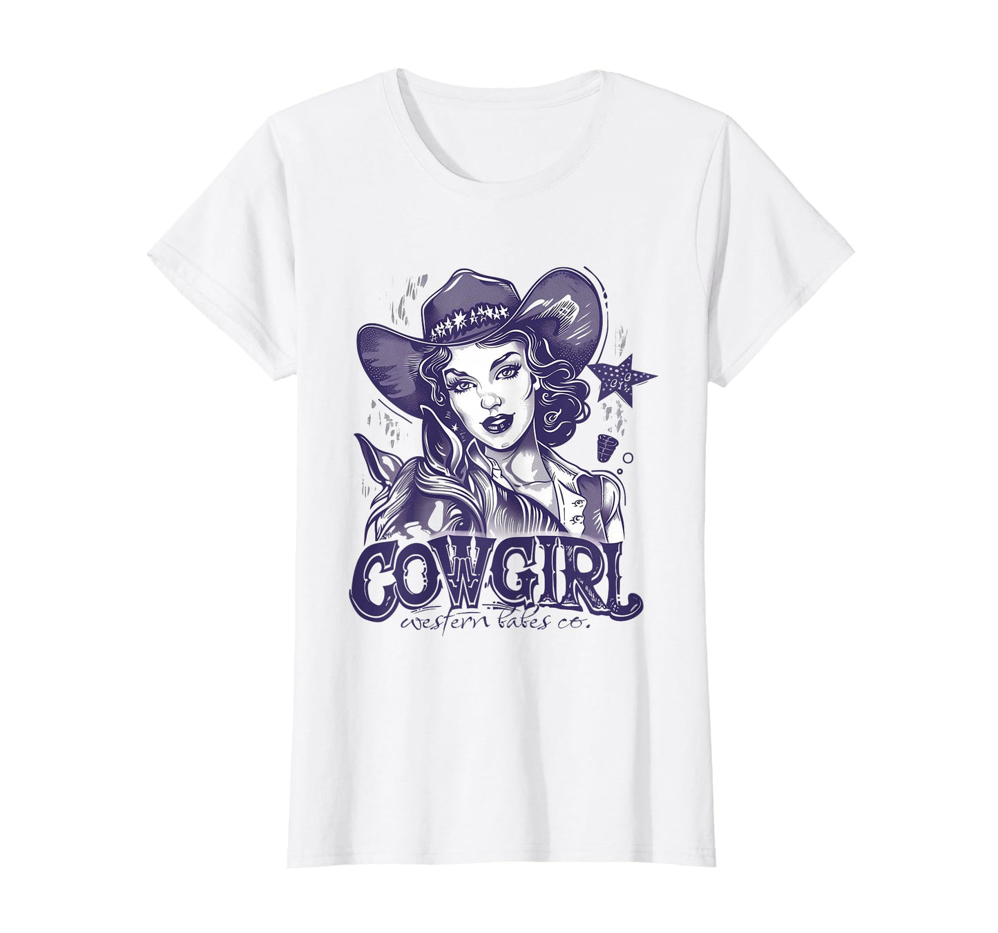 Cowgirl Western Country Rodeo Cow T-Shirt - Custom Art Print Unisex - T-Shirt, Sweatshirt, Hoodie