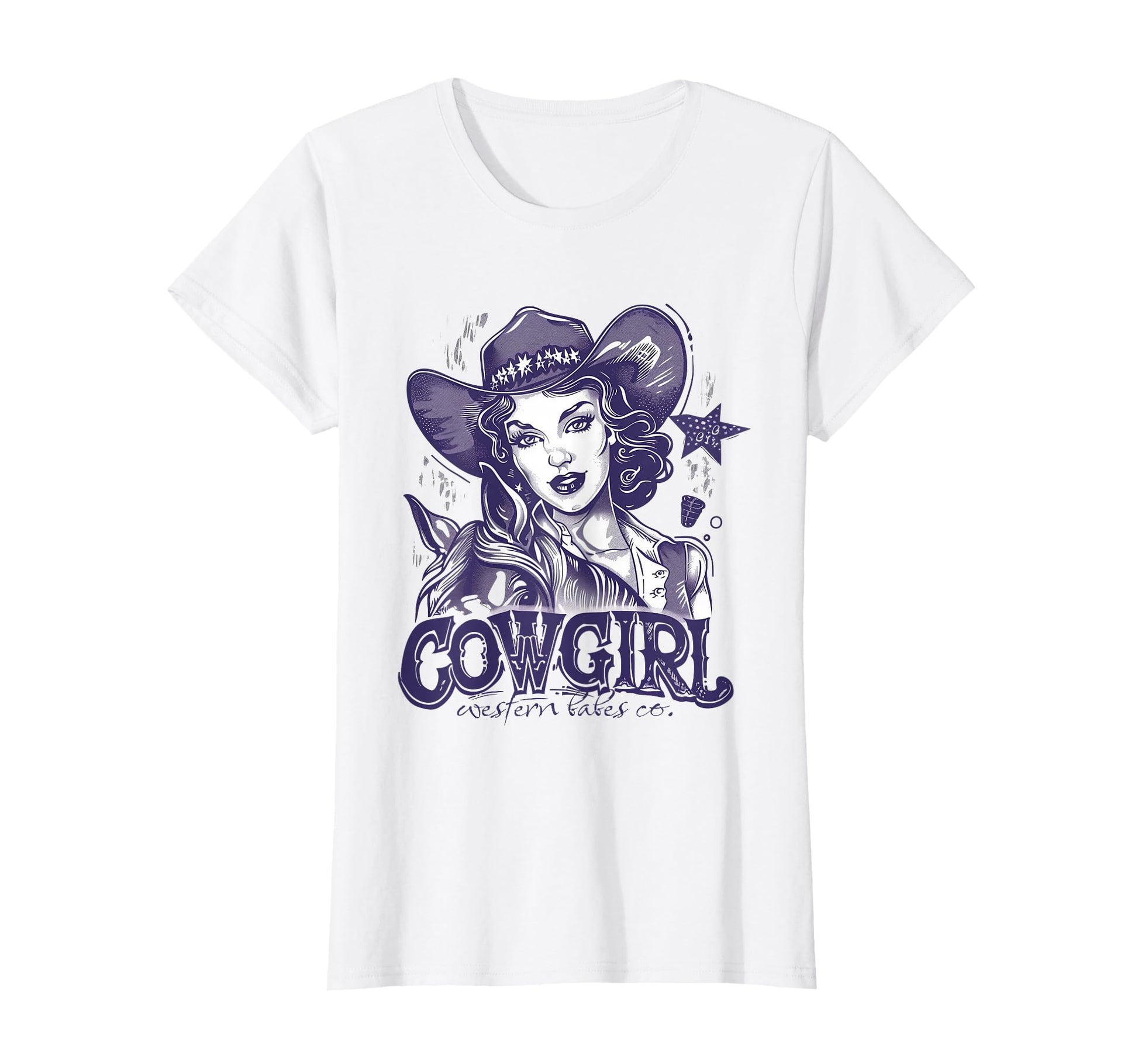 Cowgirl Western Country Rodeo Cow T-Shirt - Custom Art Print Unisex - T-Shirt, Sweatshirt, Hoodie