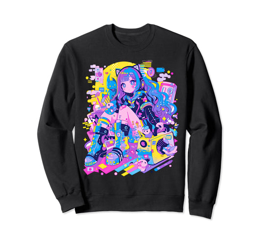 90S 2000S Kawaii Anime Y2K Sweatshirt - Fun Novelty Design for Adults - T-Shirt, Sweatshirt, Hoodie