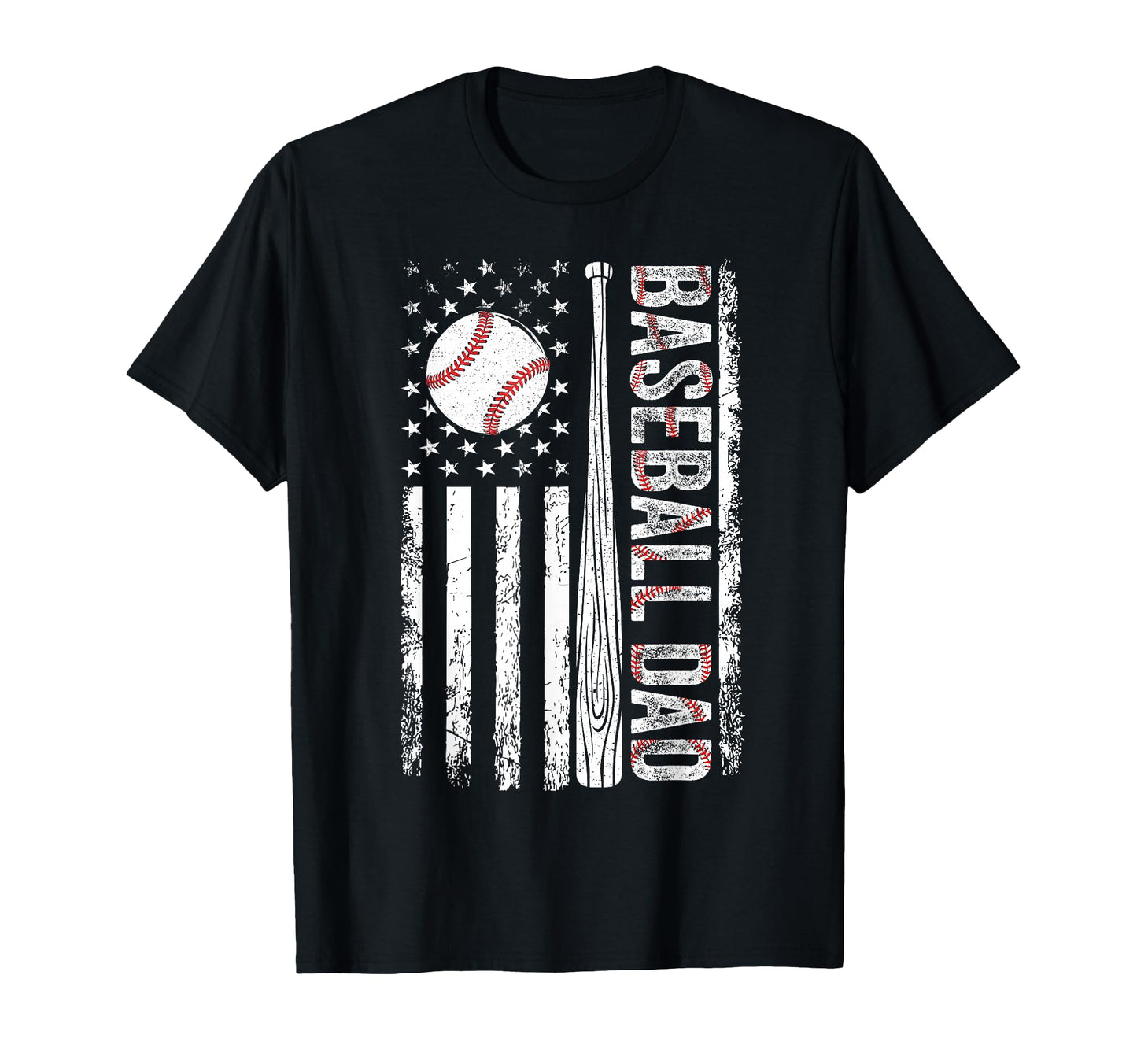 Baseball Dad American Flag Patriotic T-Shirt - Novelty Apparel Unisex - T-Shirt, Sweatshirt, Hoodie