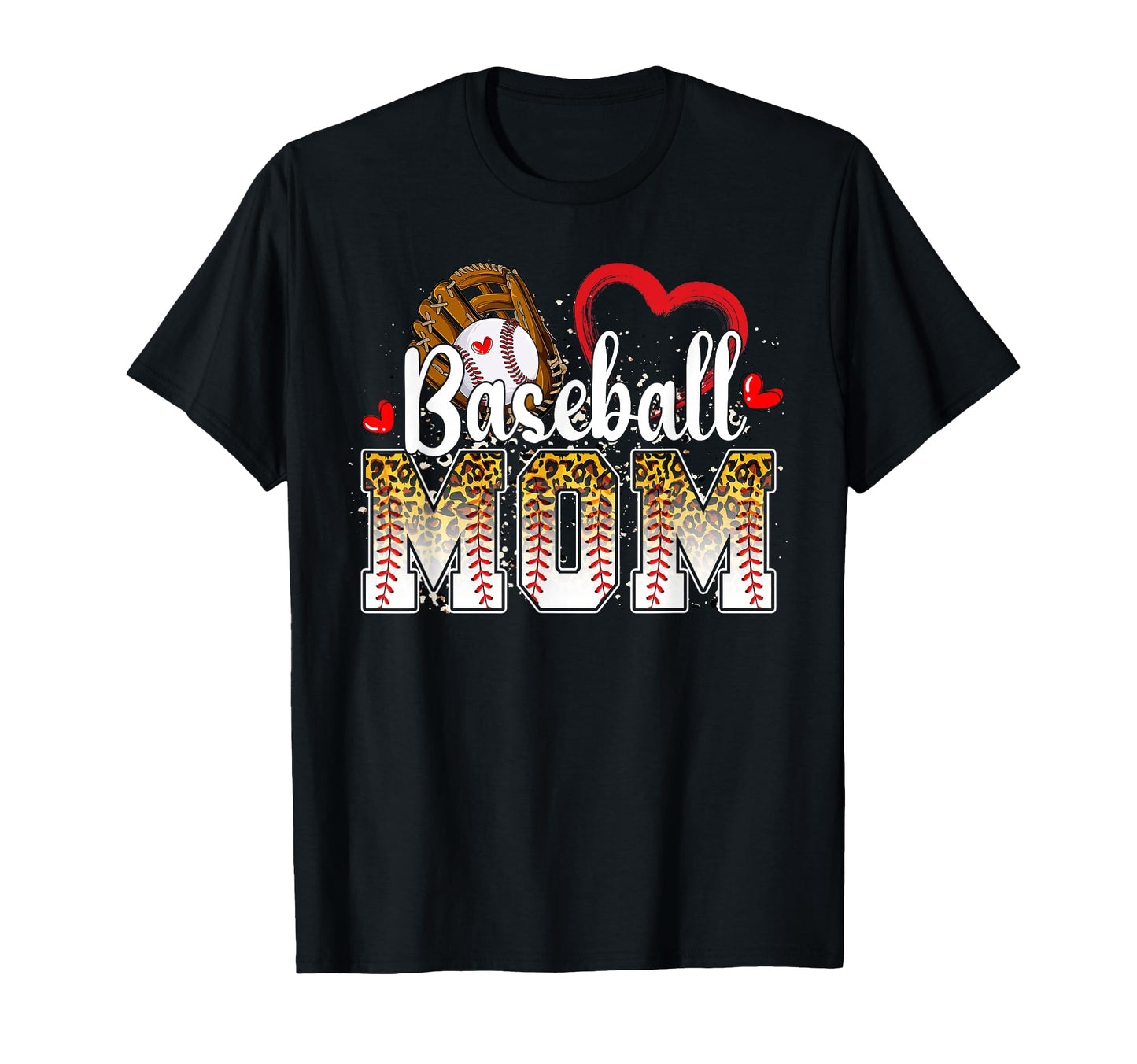 Funny Baseball Mom Leopard Baseball T-Shirt - Minimalist Print for Adults - T-Shirt, Sweatshirt, Hoodie