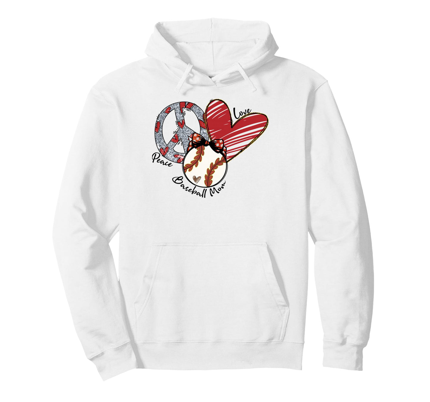 Peace Love Baseball Mom Leopard Mother Hoodie - Streetwear Style Men Women - T-Shirt, Sweatshirt, Hoodie