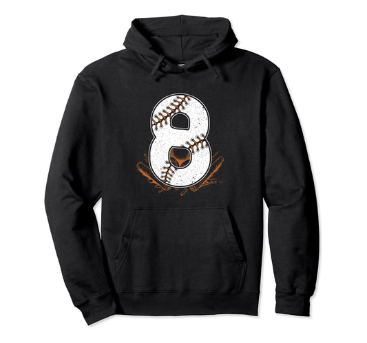 Baseball Birthday 8Th Birthday Party Hoodie - Fun Novelty Design Unisex - T-Shirt, Sweatshirt, Hoodie