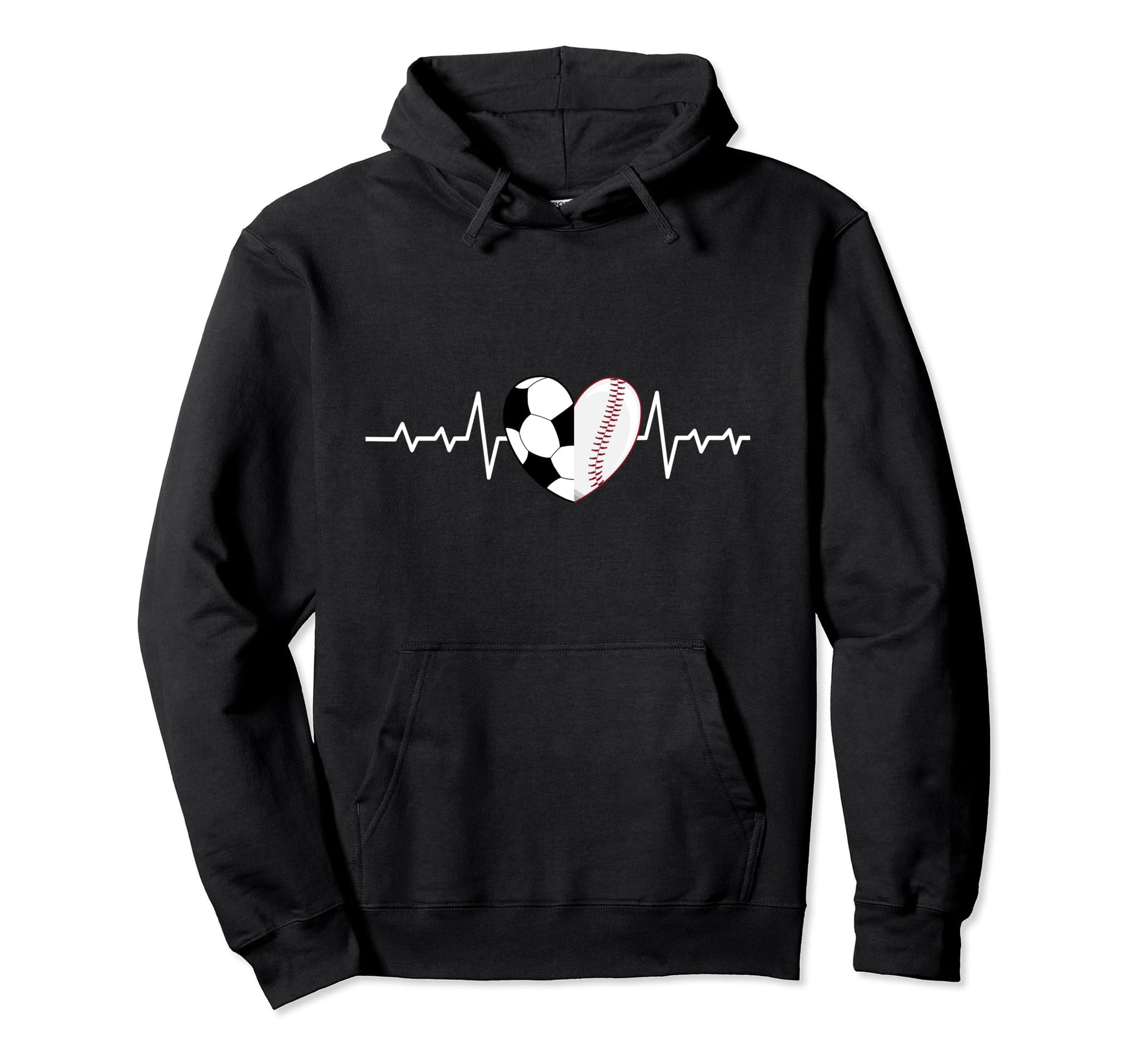 Football Heartbeat Baseball Heartbeat Hoodie - Minimalist Print Unisex - T-Shirt, Sweatshirt, Hoodie