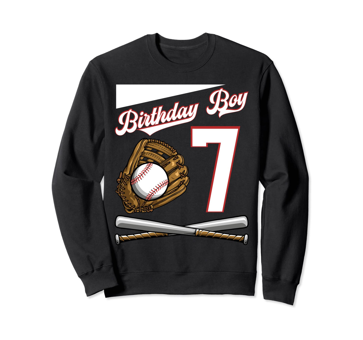 Birthday 7 Party Cake Baseball Field Bat Sweatshirt - Graphic Print Unisex - T-Shirt, Sweatshirt, Hoodie