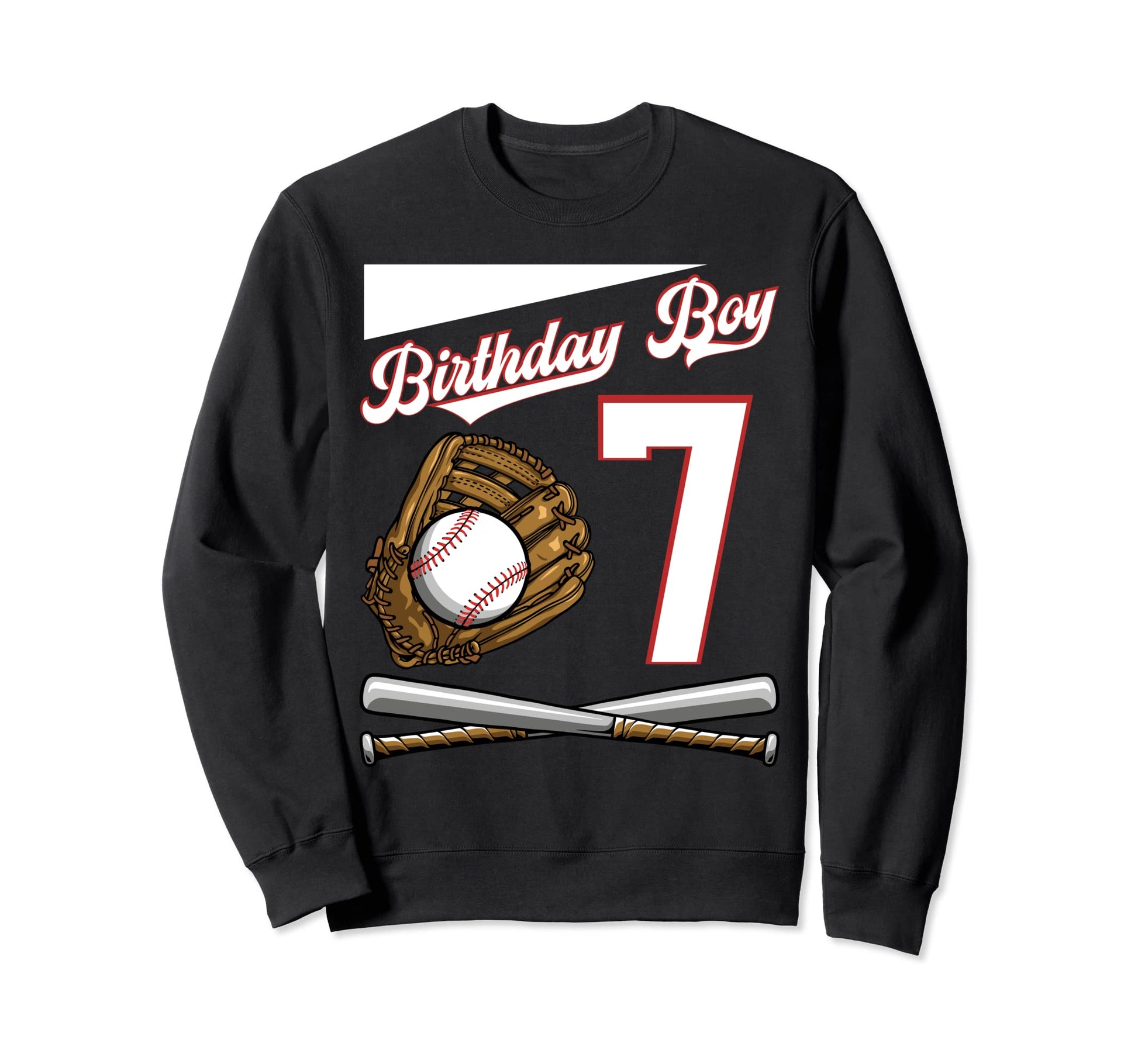 Birthday 7 Party Cake Baseball Field Bat Sweatshirt - Graphic Print Unisex - T-Shirt, Sweatshirt, Hoodie