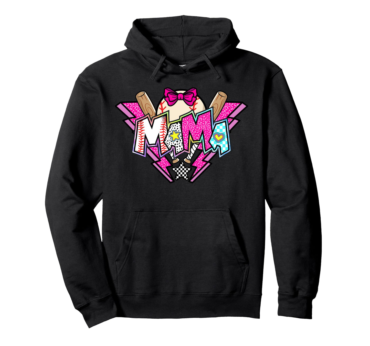 Baseball Mama Coquette Bow Mothers Hoodie - Custom Art Print for Adults - T-Shirt, Sweatshirt, Hoodie