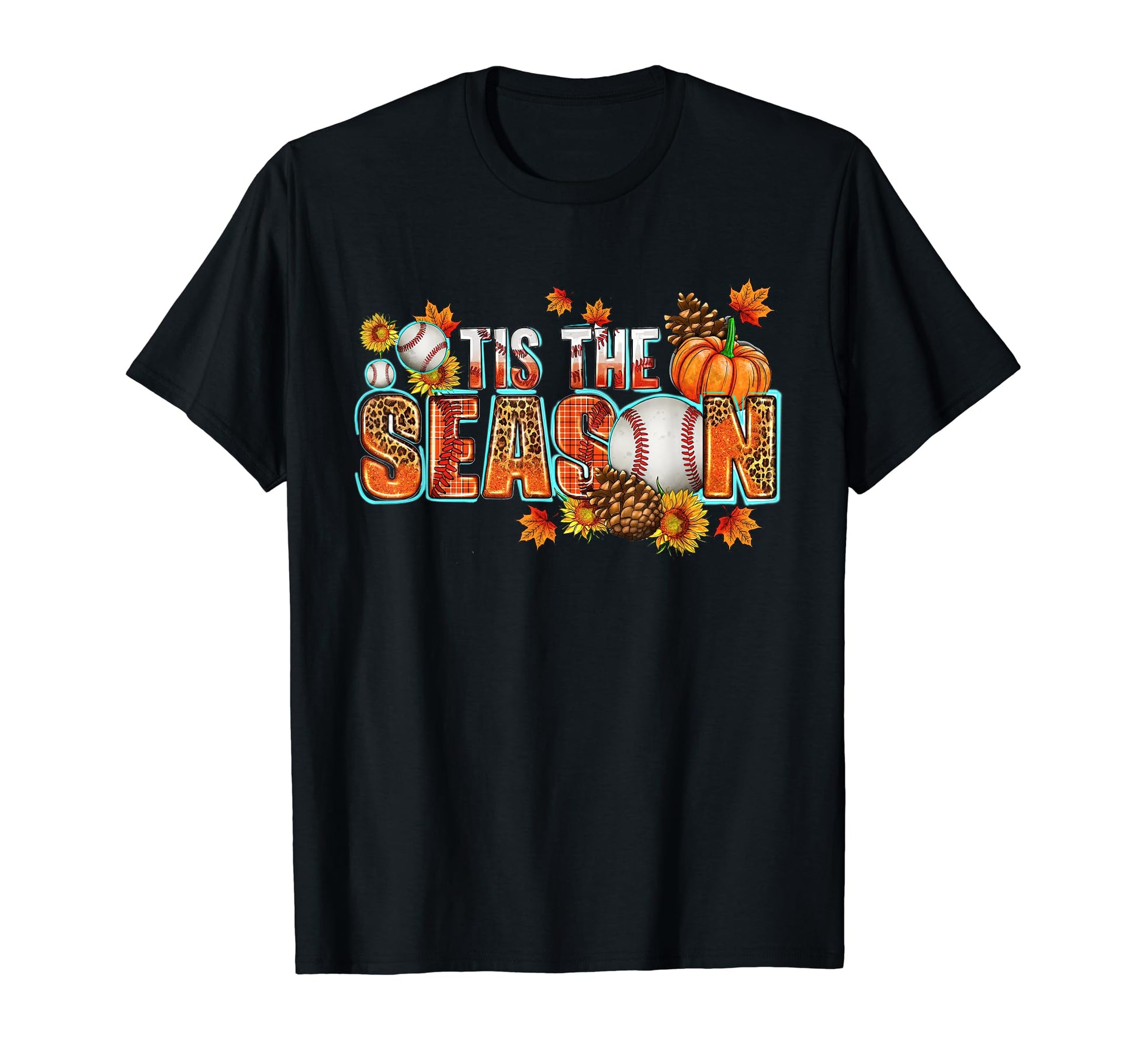 Tis Season Leopard Pumpkin Baseball T-Shirt - Minimalist Print Unisex - T-Shirt, Sweatshirt, Hoodie