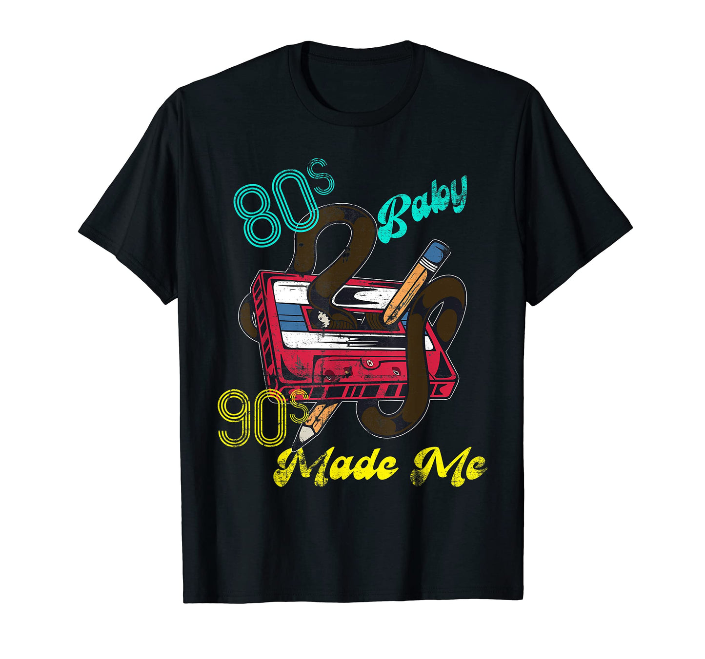 Distressed 1980S 80S 1990S 90S Made Me T-Shirt - Unique Graphic Men Women - T-Shirt, Sweatshirt, Hoodie
