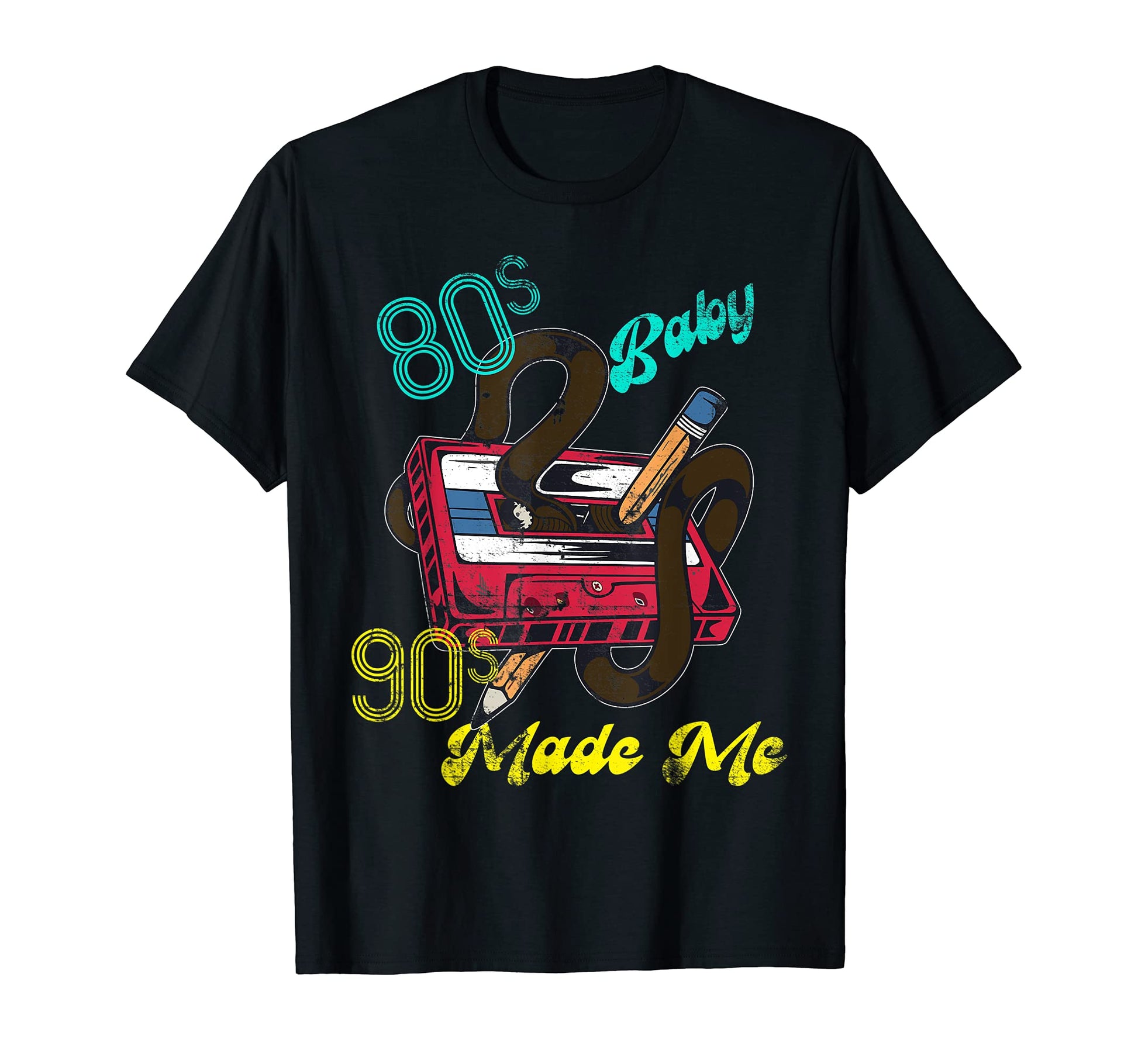 Distressed 1980S 80S 1990S 90S Made Me T-Shirt - Unique Graphic Men Women - T-Shirt, Sweatshirt, Hoodie