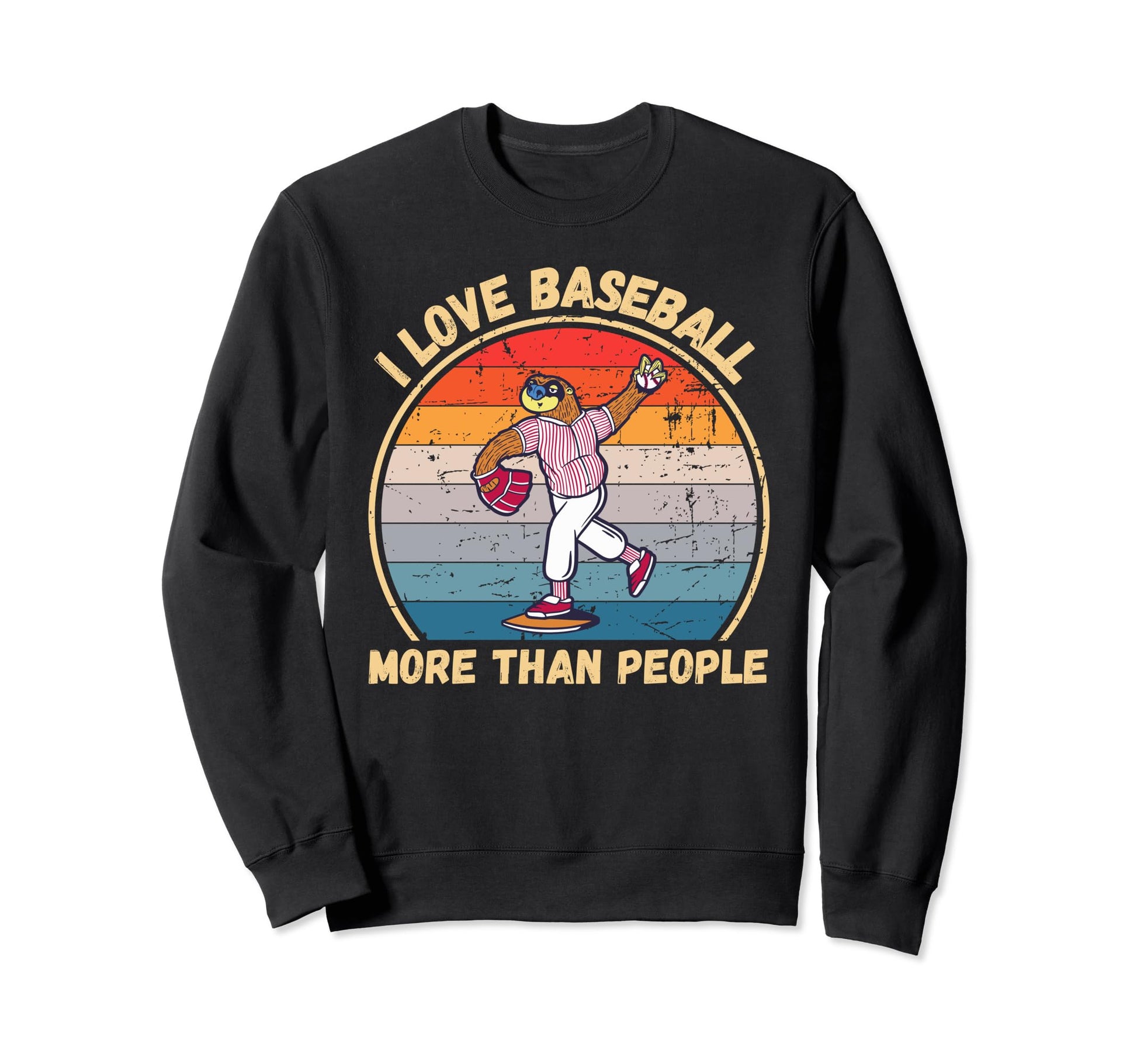 Sloth I Love Baseball More Than Sweatshirt - Custom Art Print Men Women - T-Shirt, Sweatshirt, Hoodie