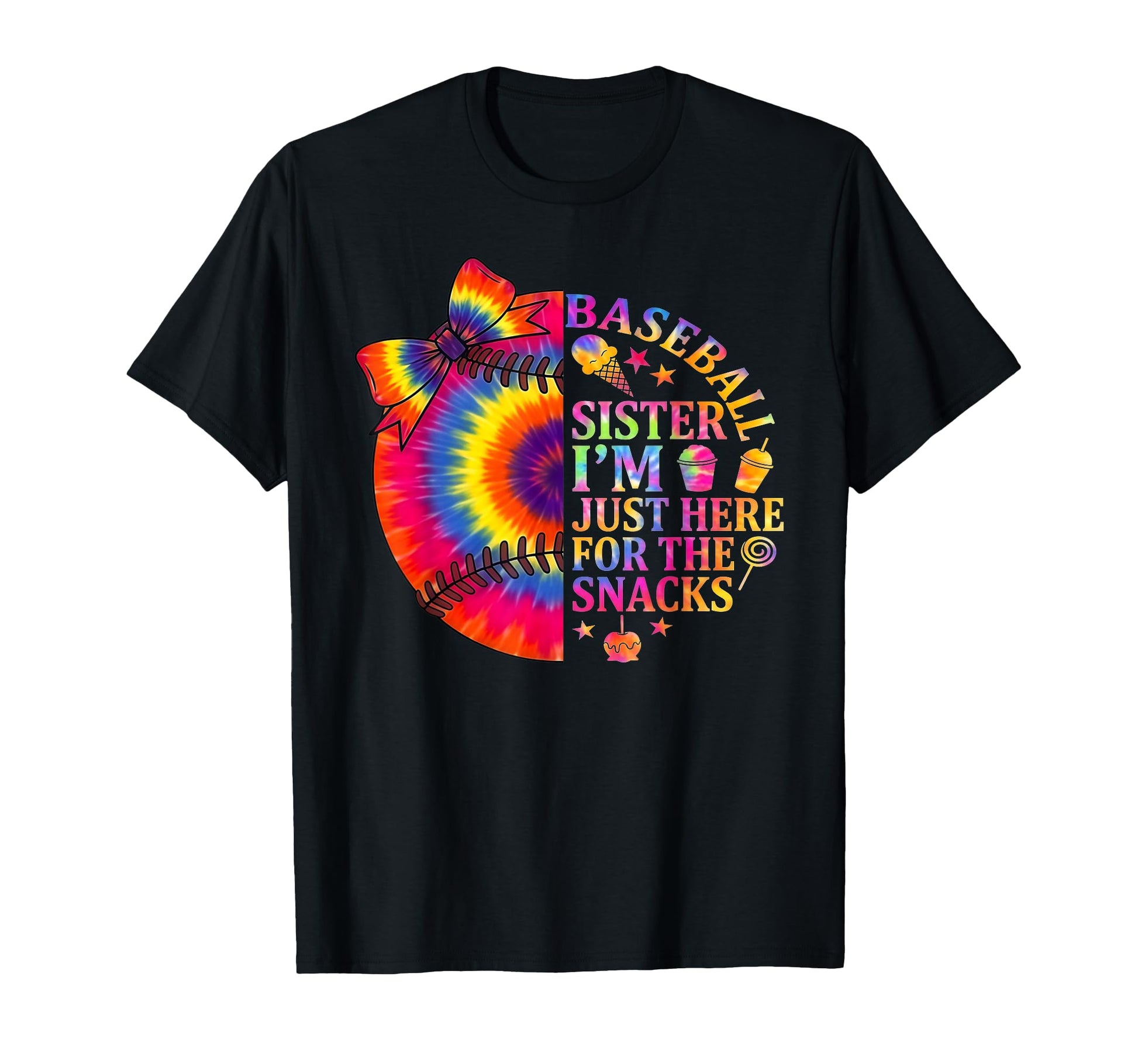 Baseball Sister Im Just Here Snacks T-Shirt - Custom Art Print for Adults - T-Shirt, Sweatshirt, Hoodie