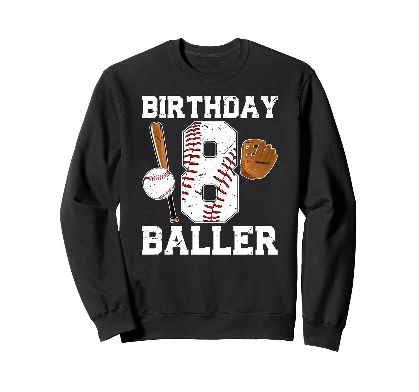8Th Birthday Baseball Eight Year Old Sweatshirt - Trendy Graphic Men Women - T-Shirt, Sweatshirt, Hoodie
