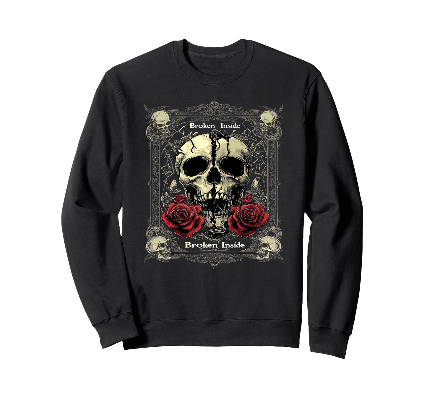 Broken Inside Y2K Emo Aesthetic Sweatshirt - Minimalist Print Men Women - T-Shirt, Sweatshirt, Hoodie