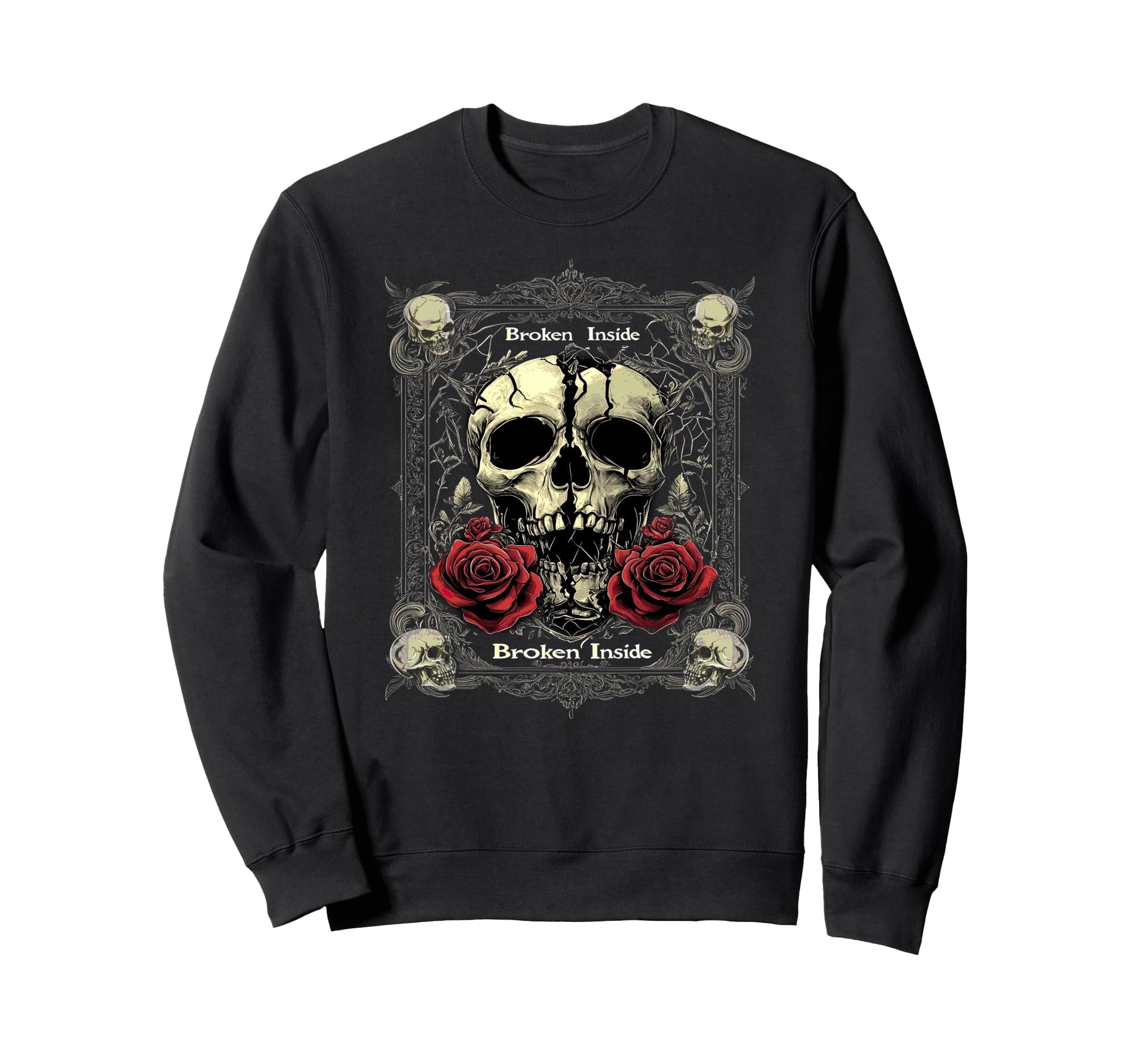 Broken Inside Y2K Emo Aesthetic Sweatshirt - Minimalist Print Men Women - T-Shirt, Sweatshirt, Hoodie