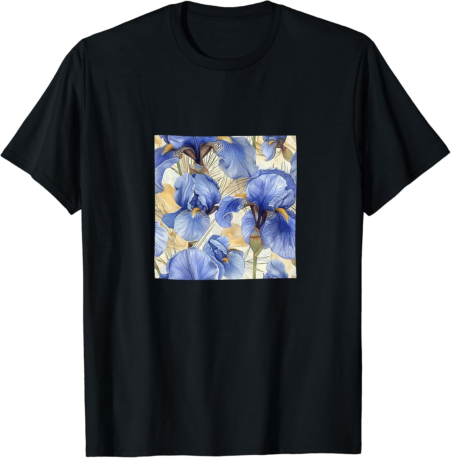 Iris Flower Watercolor Pattern Merch - Adult & Kids T-Shirts, Sweatshirts & Hoodies apparel design preview 1