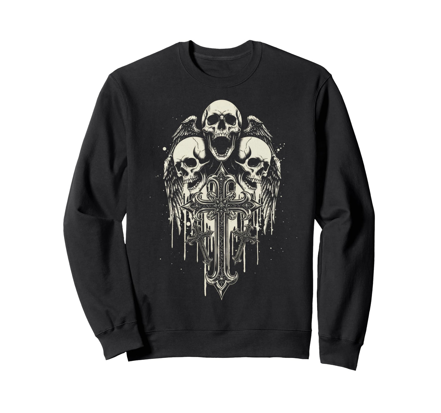 Skull Cross Y2K Grunge Aesthetic Alt Sweatshirt - Minimalist Print Unisex - T-Shirt, Sweatshirt, Hoodie