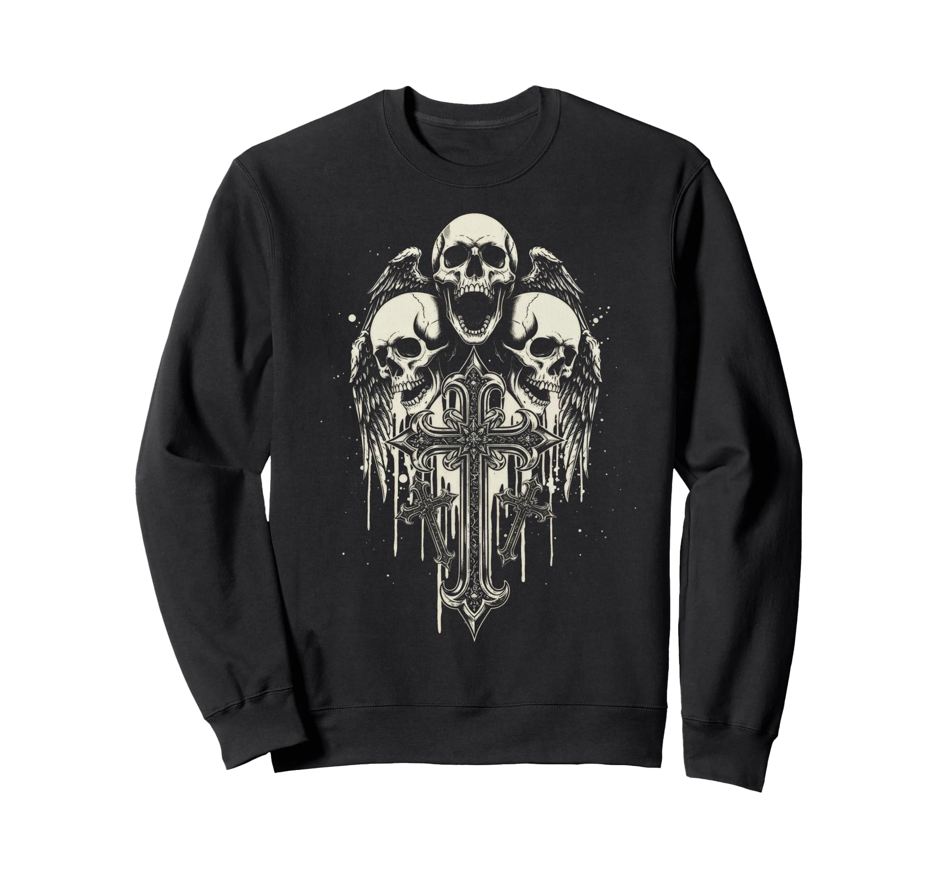 Skull Cross Y2K Grunge Aesthetic Alt Sweatshirt - Minimalist Print Unisex - T-Shirt, Sweatshirt, Hoodie