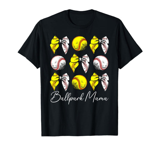 Ballpark Mama Coquette Softball T-Shirt - Casual Everyday Wear Men Women - T-Shirt, Sweatshirt, Hoodie