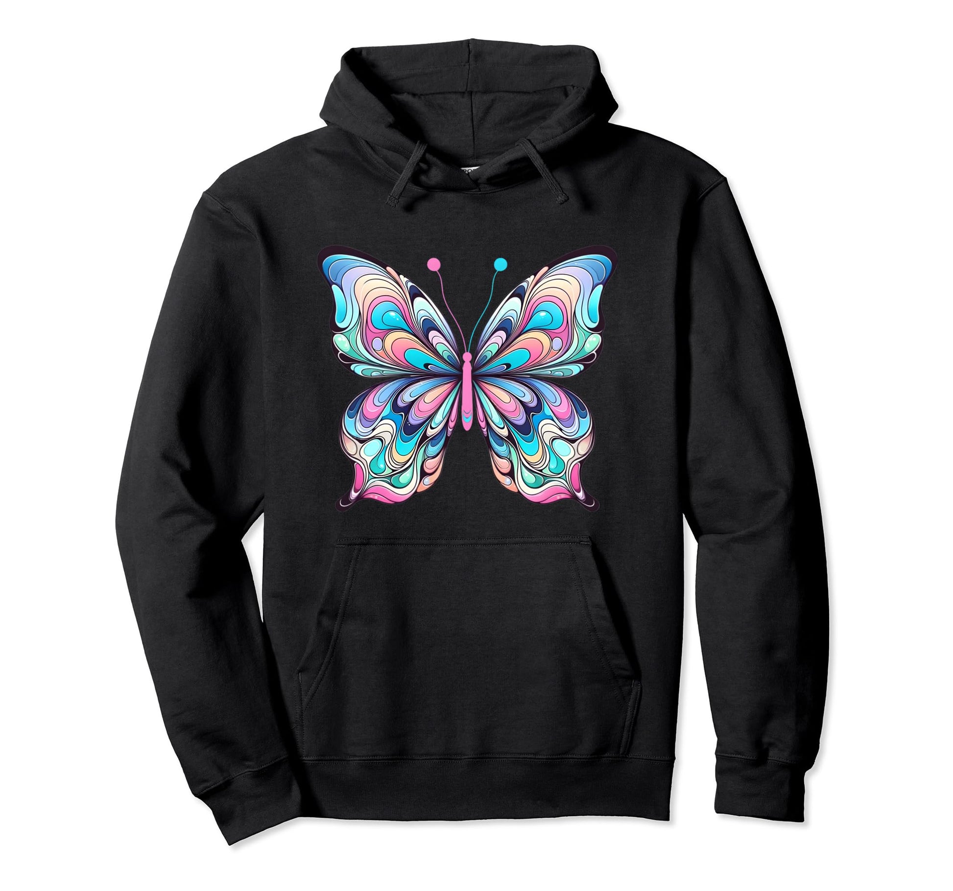 Psychedelic Butterfly Pastel Color Swirls Hoodie - Graphic Print Unisex - T-Shirt, Sweatshirt, Hoodie