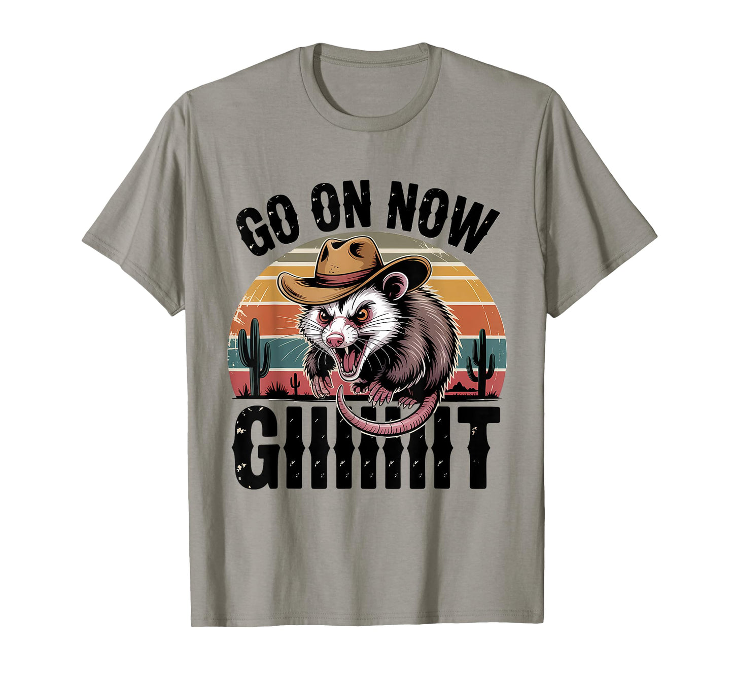 Go Now Git Western Country Possum Cowboy T-Shirt - Novelty Apparel Unisex - T-Shirt, Sweatshirt, Hoodie