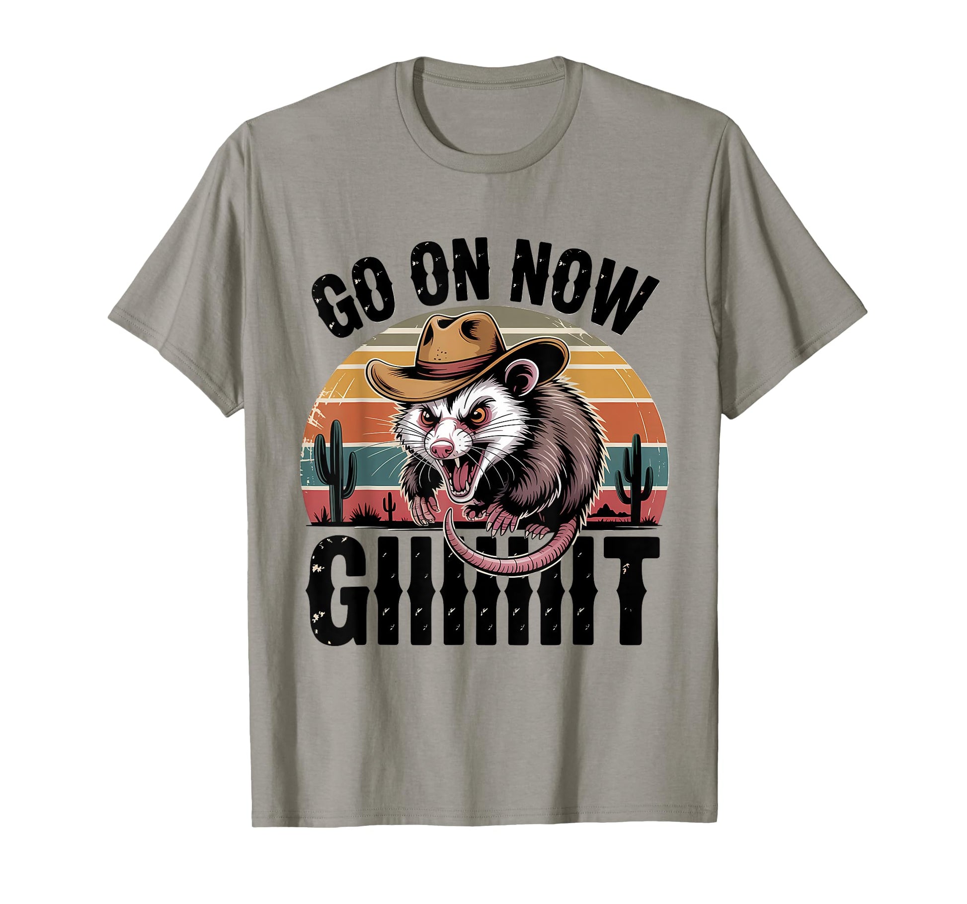 Go Now Git Western Country Possum Cowboy T-Shirt - Novelty Apparel Unisex - T-Shirt, Sweatshirt, Hoodie