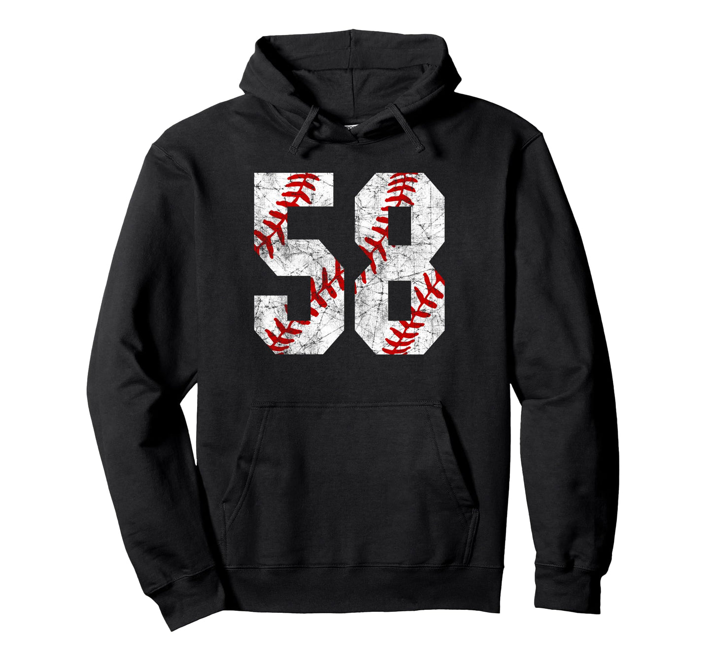Distressed Baseball Number 58 Jersey Hoodie - Graphic Print for Adults - T-Shirt, Sweatshirt, Hoodie