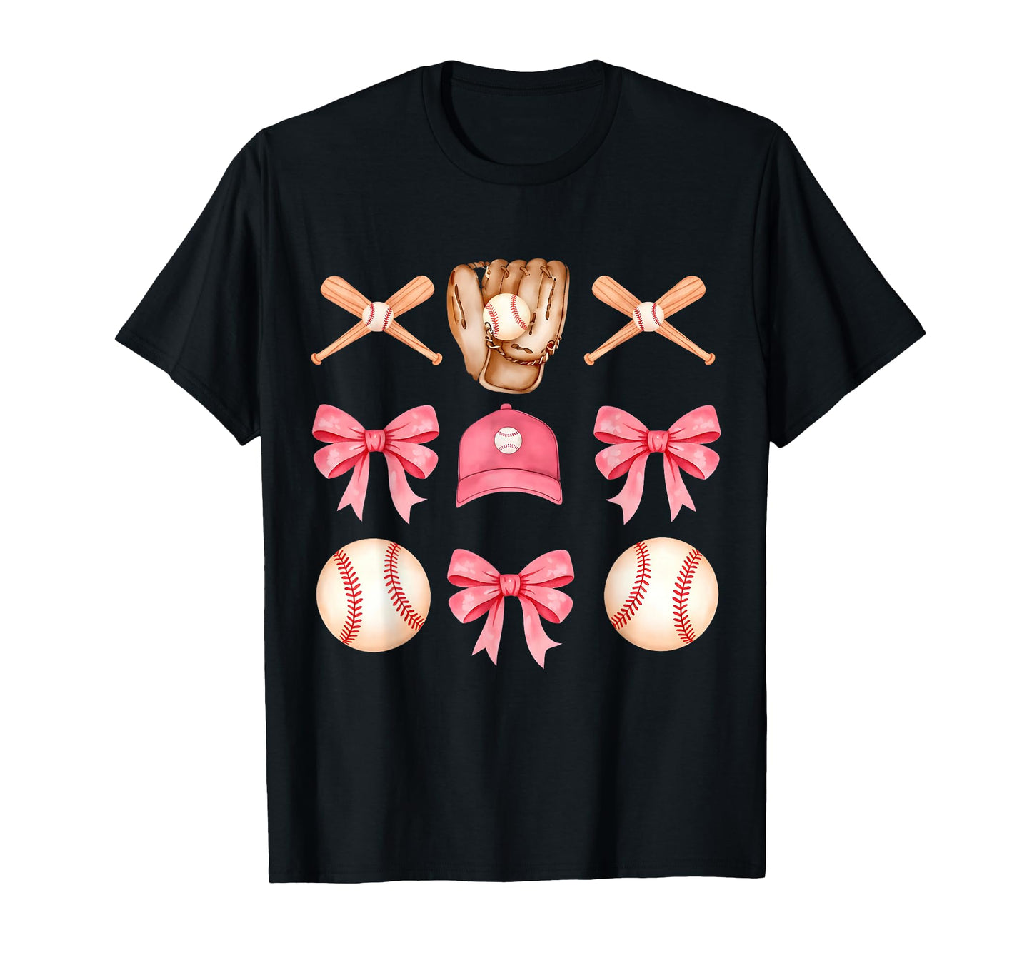 Baseball Coquette Bow Funny Baseball T-Shirt - Graphic Print Unisex - T-Shirt, Sweatshirt, Hoodie
