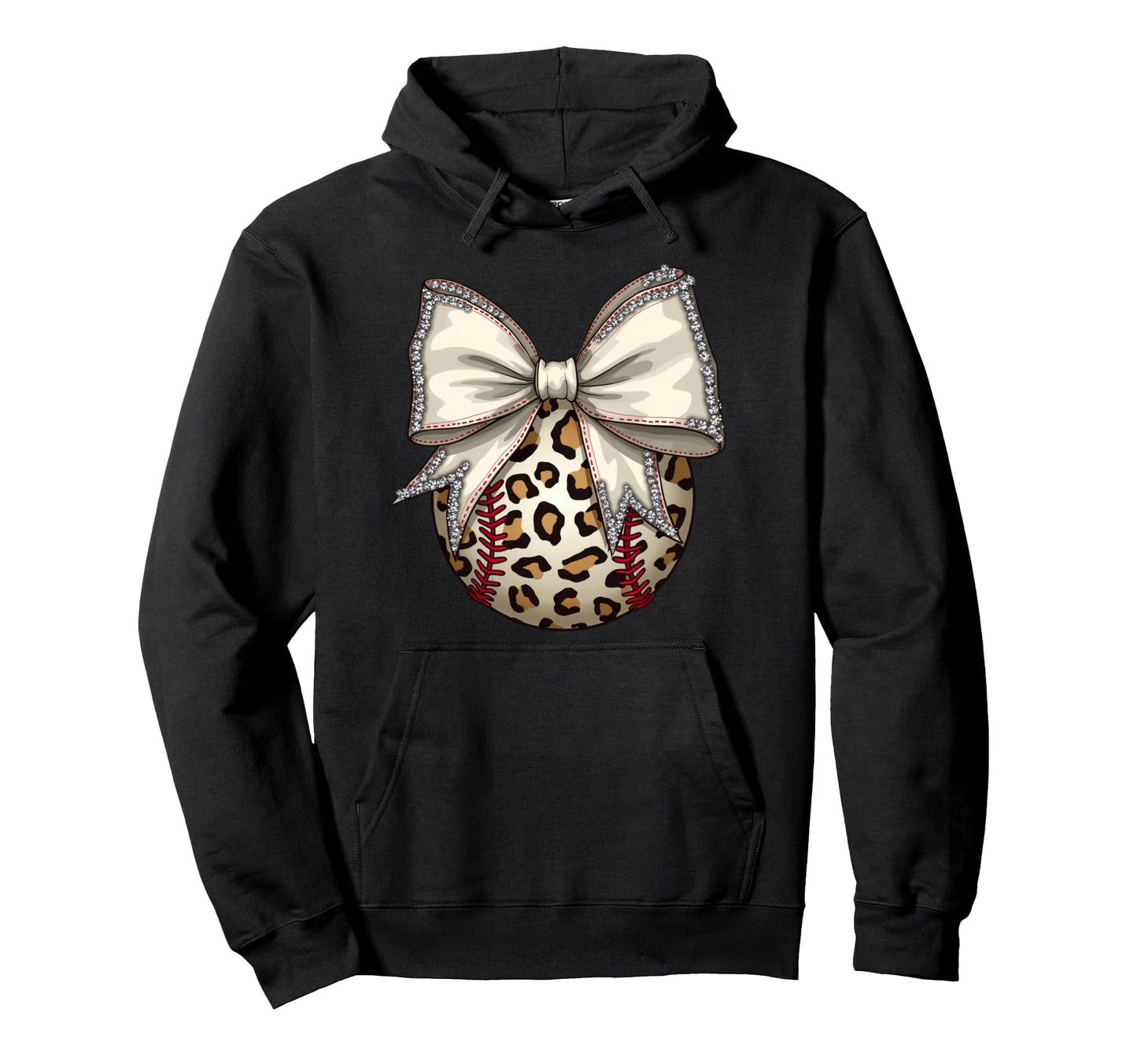 Leopard Baseball Coquette Bow Mama Hoodie - Custom Art Print for Adults - T-Shirt, Sweatshirt, Hoodie