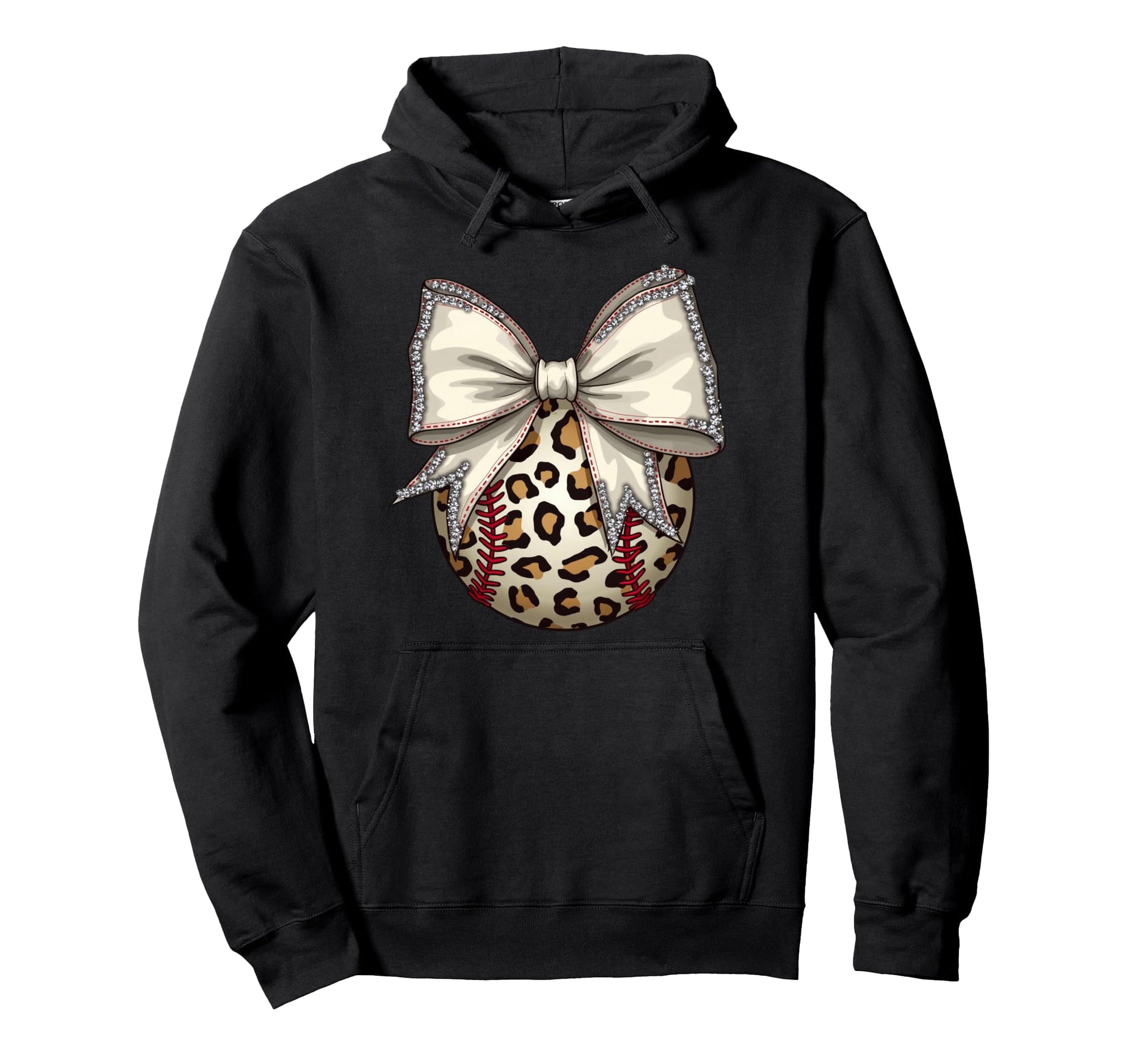 Leopard Baseball Coquette Bow Mama Hoodie - Custom Art Print for Adults - T-Shirt, Sweatshirt, Hoodie