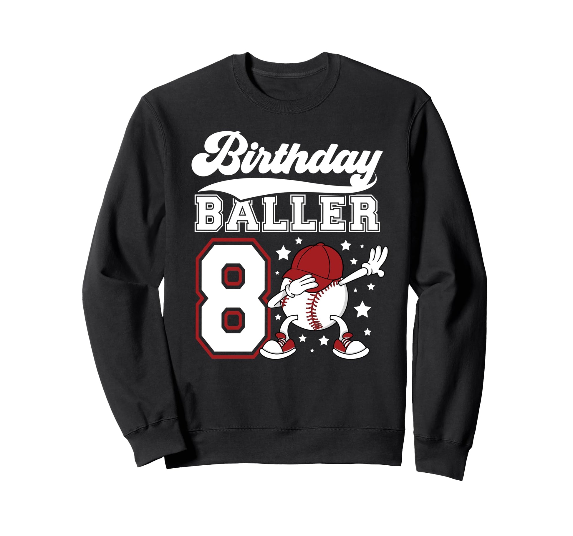 8Th Baseball Birthday Party Eight Sweatshirt - Custom Art Print Men Women - T-Shirt, Sweatshirt, Hoodie